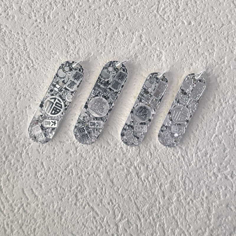 Colier din argint 999, formă geometrică, lanț CHOPARD, pandantiv din argint, stil lux ușor