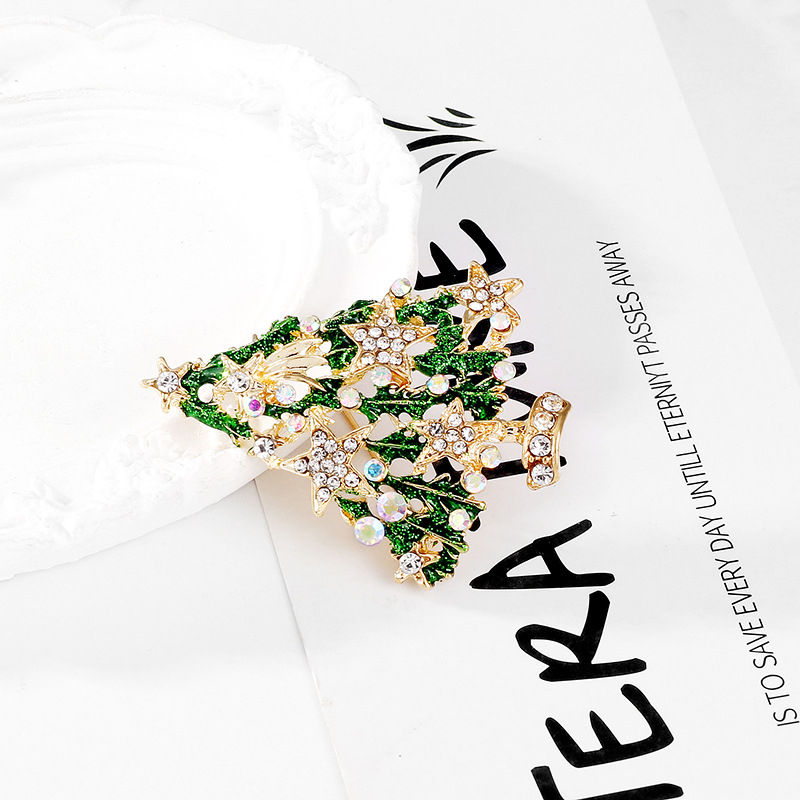 Broš: Božićno drvće s listovima, cinkova legura, završna premaz kapljicama ulja, multifunkcionalni dodatak