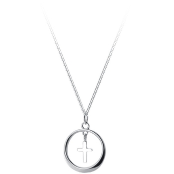 Ogrlica s križnim lancem i geometrijskim privjeskom, elektroplakirani završetak, unisex