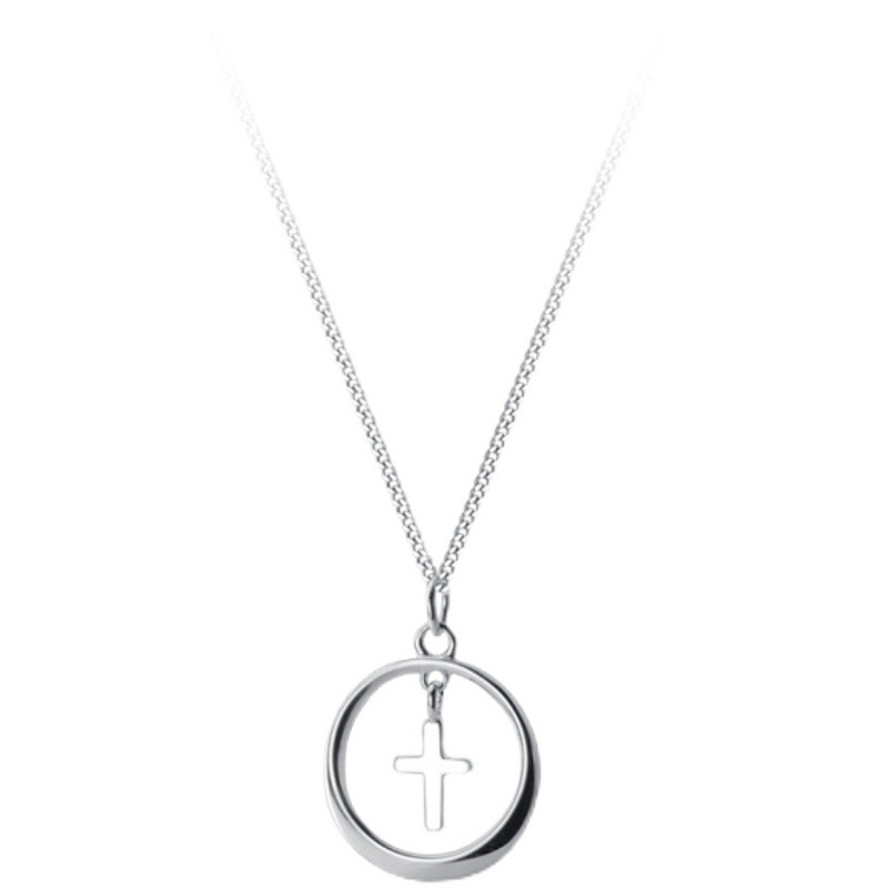 Ogrlica s križnim lancem i geometrijskim privjeskom, elektroplakirani završetak, unisex