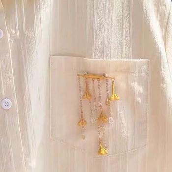 Brosa Osmanthus s bojтом, legura, elektroplating, cvjetni motiv, elegantan stil