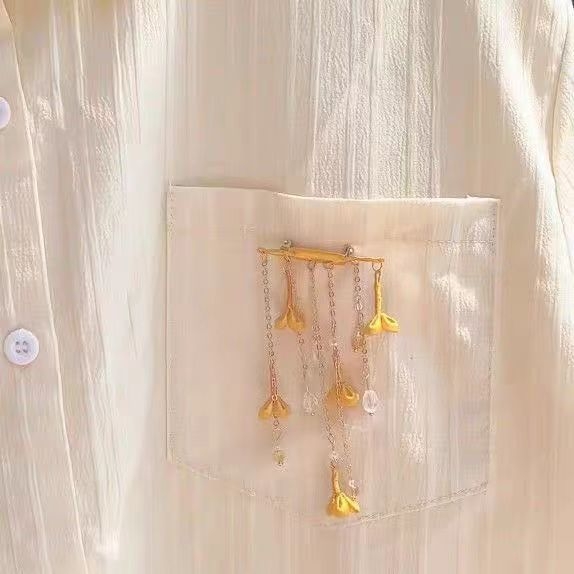 Brosa Osmanthus s bojтом, legura, elektroplating, cvjetni motiv, elegantan stil