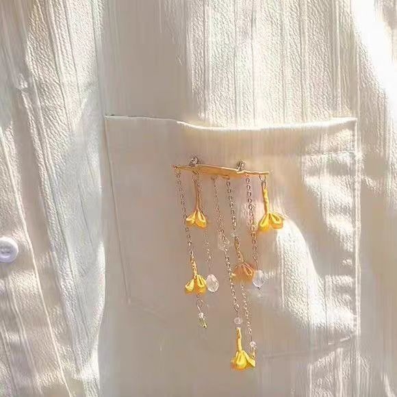 Brosa Osmanthus s bojтом, legura, elektroplating, cvjetni motiv, elegantan stil