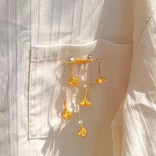 Brosa Osmanthus s bojтом, legura, elektroplating, cvjetni motiv, elegantan stil