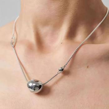 Dugački lanac s kugličnim privjeskom – kugličasti lanac, Seiko završna obrada, privjesak 925