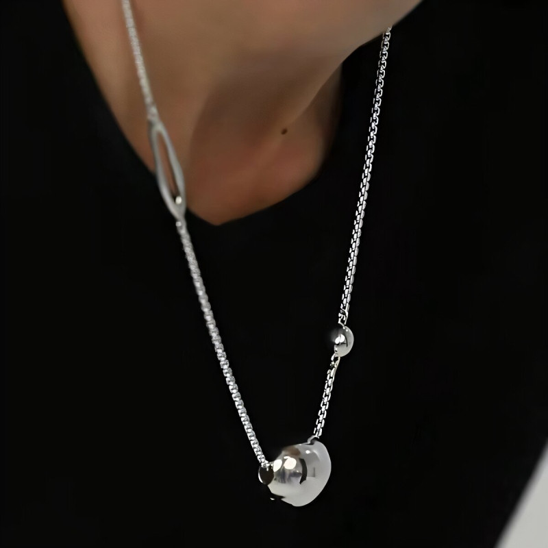 Dugački lanac s kugličnim privjeskom – kugličasti lanac, Seiko završna obrada, privjesak 925