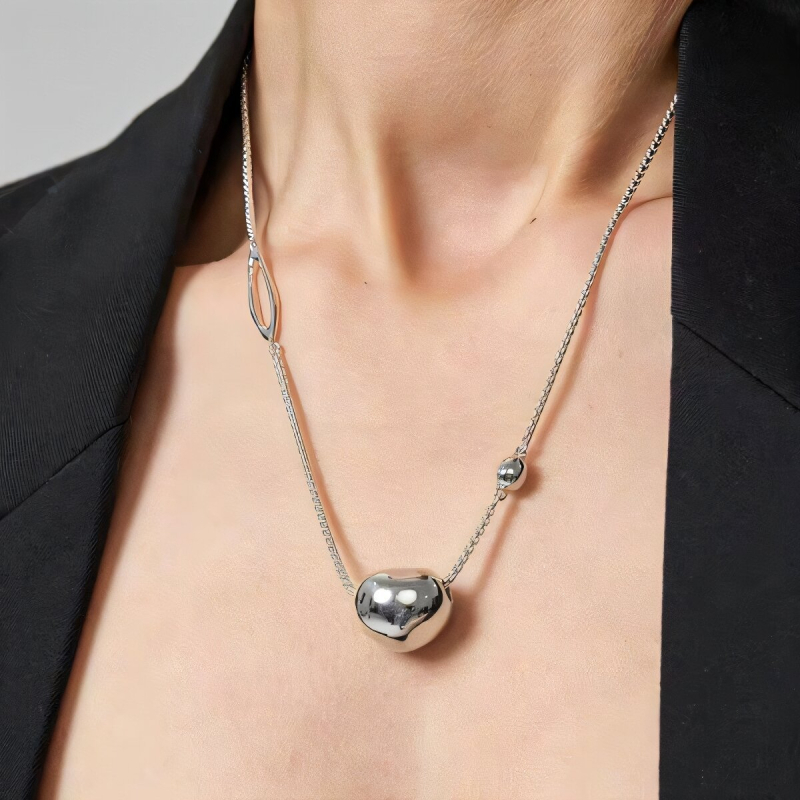 Dugački lanac s kugličnim privjeskom – kugličasti lanac, Seiko završna obrada, privjesak 925