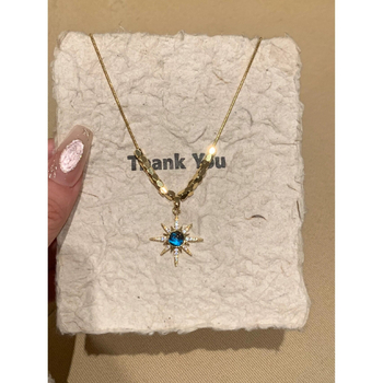 Bakrena ogrlica s privjeskom sunca i zvjezdanog neba, geometrijski stil, O lanac, korejski stil, 10 g