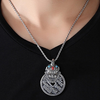 Muška ogrlica s privjeskom u obliku kapljice vode, antički stil, književno retro dizajn, šifra proizvoda C247, ljeto 2025