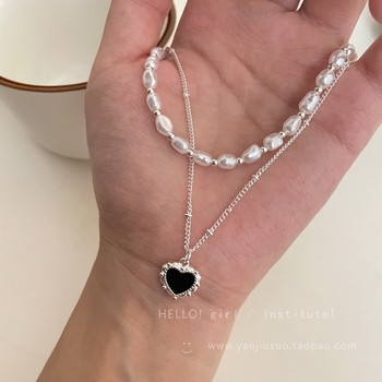 Ogrlica s višeslojnim dizajnom, privjesak od legure, podesiva duljina 21–50 cm