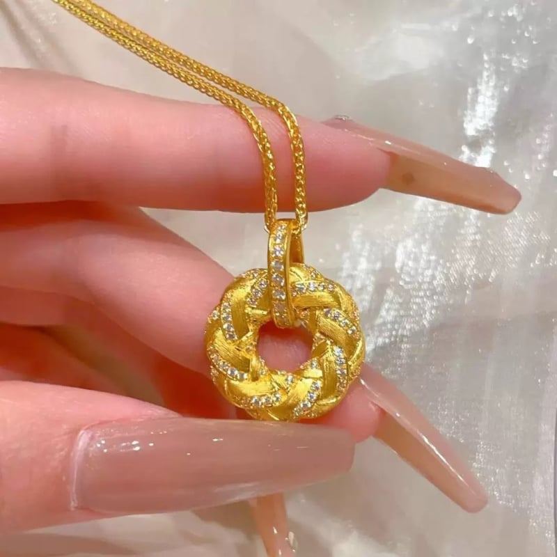 Огърлица с висулка – геометрична форма, ръчна обработка, златно покритие, марка Ming yi, светъл луксозен стил