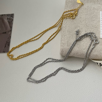 Colier din argint 925 – lanț torsionat, design geometric, electroplacare, modă