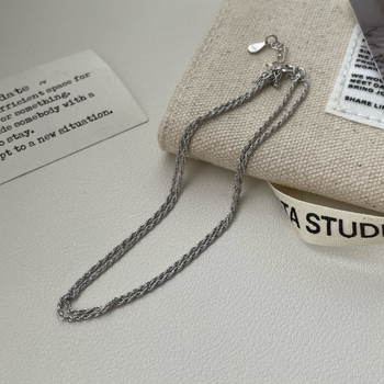 Colier din argint 925 – lanț torsionat, design geometric, electroplacare, modă