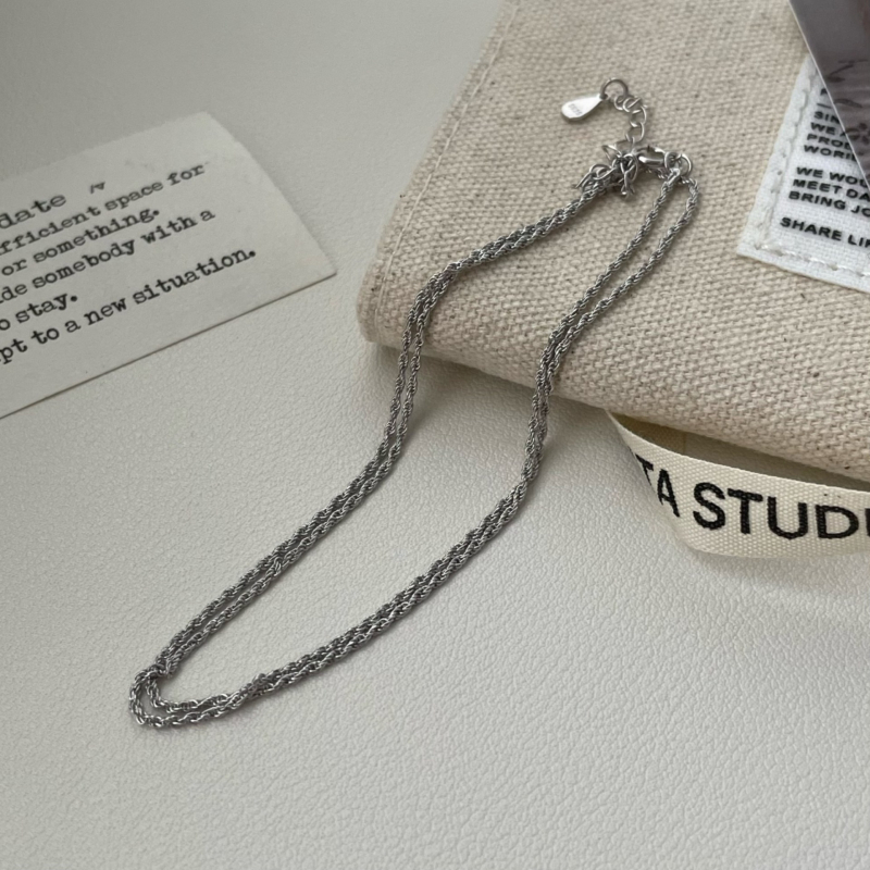 Colier din argint 925 – lanț torsionat, design geometric, electroplacare, modă