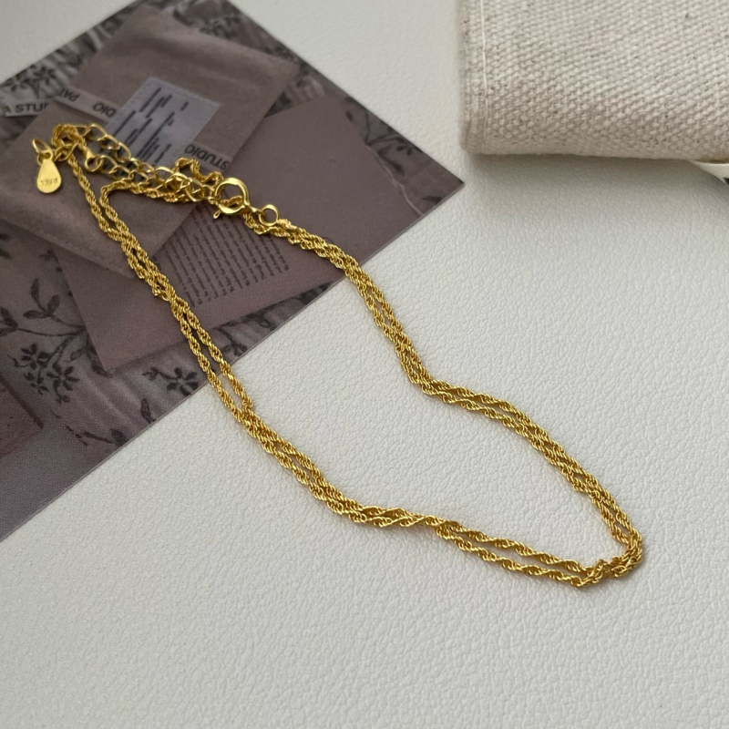 Colier din argint 925 – lanț torsionat, design geometric, electroplacare, modă