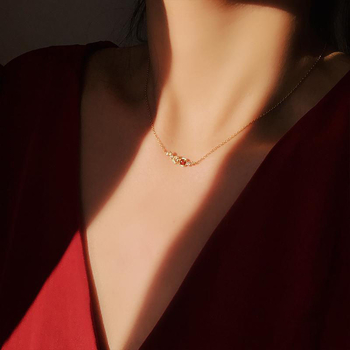 Nakit za žene, japanski stil Venus, imitacija granata, metalni premaz, bakren privjesak, križni lanac, geometrijski retro stil