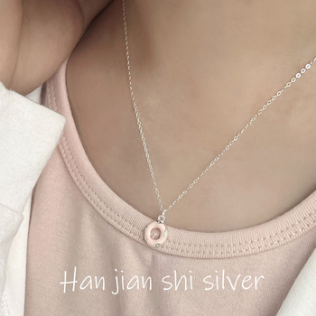 S925 ezüst nyaklánc geometriai alakú fánk medállal, kulcscsonti lánc, koreai stílus