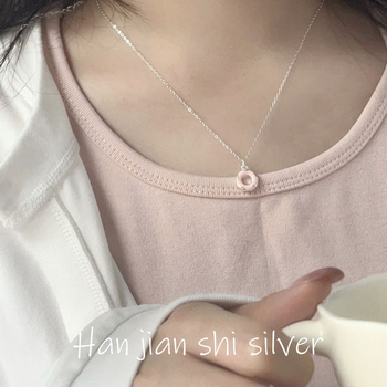 S925 ezüst nyaklánc geometriai alakú fánk medállal, kulcscsonti lánc, koreai stílus