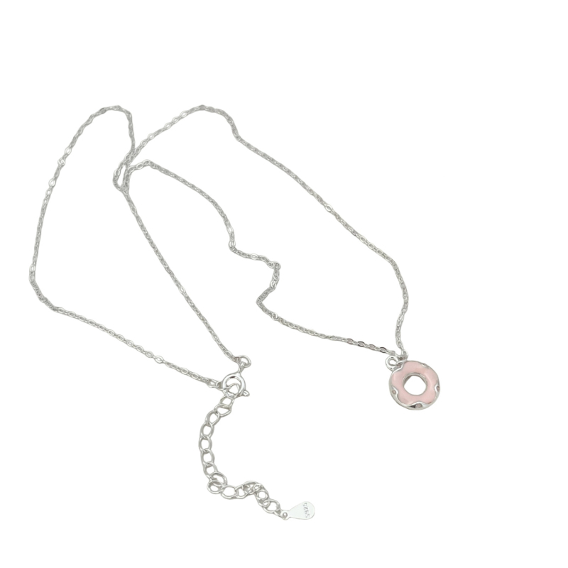 S925 ezüst nyaklánc geometriai alakú fánk medállal, kulcscsonti lánc, koreai stílus