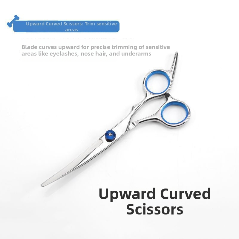 Suņu kopšanas šķēres ar izliektām asmeņiem – profesionāls matu griešanas komplekts