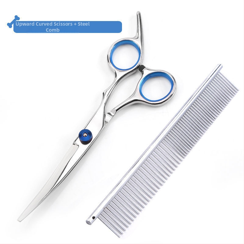 Suņu kopšanas šķēres ar izliektām asmeņiem – profesionāls matu griešanas komplekts