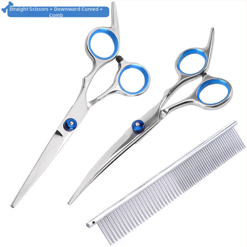 Suņu kopšanas šķēres ar izliektām asmeņiem – profesionāls matu griešanas komplekts