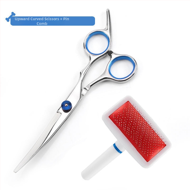 Suņu kopšanas šķēres ar izliektām asmeņiem – profesionāls matu griešanas komplekts