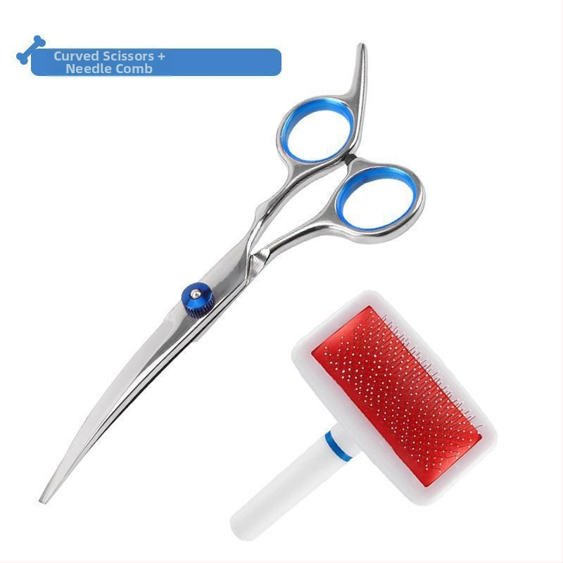 Suņu kopšanas šķēres ar izliektām asmeņiem – profesionāls matu griešanas komplekts