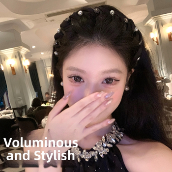 Francia stílusú csillogó gyémánt-gyöngy hullámos fejpántja, kézzel készített satinból, nőknek