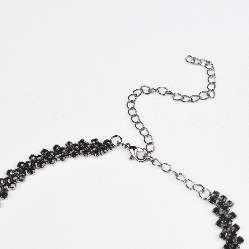 Ogrlica s rhinestones, uvijena lanac, elektropliranje, 20 g