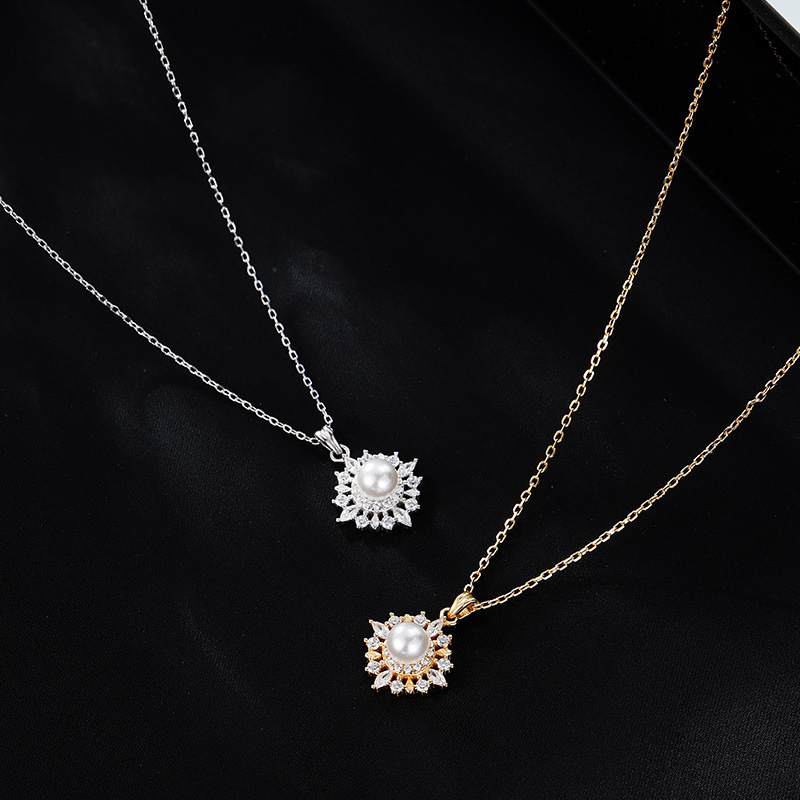 Колие с перлена висулка – ретро стил, геометрична форма, 925 сребро, електроплакиране