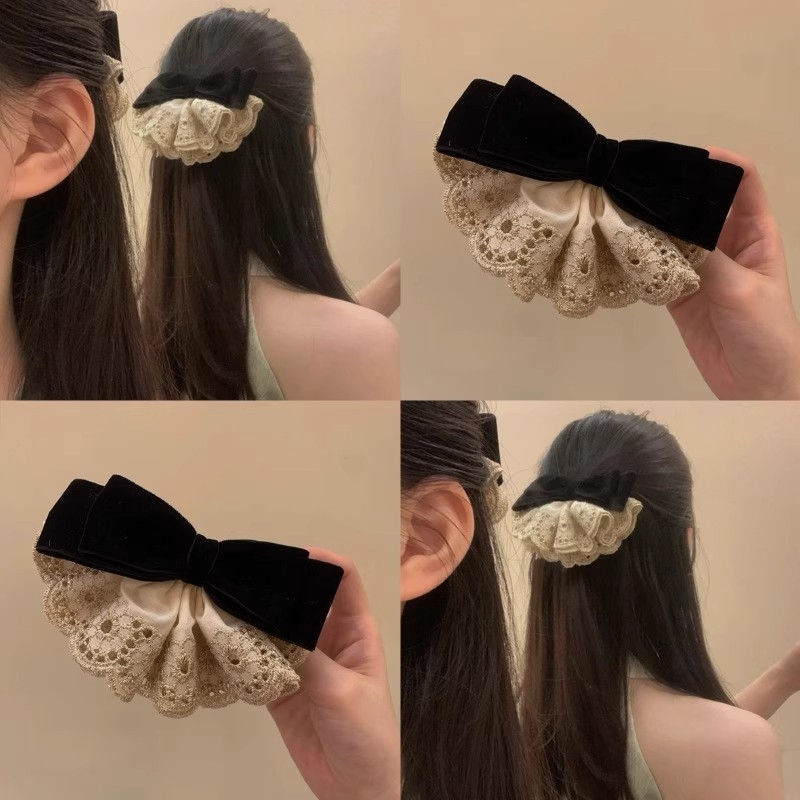 Csipkés hajcsat, kézzel készített, rugós klip, INS stílusú nőknek