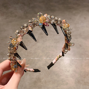 Női hajpánt kristály virággal — kézzel készített, mesterséges kristály, könnyed luxus stílus