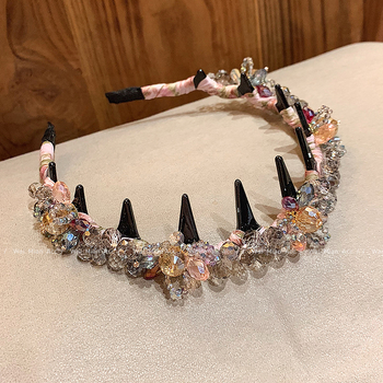 Női hajpánt kristály virággal — kézzel készített, mesterséges kristály, könnyed luxus stílus