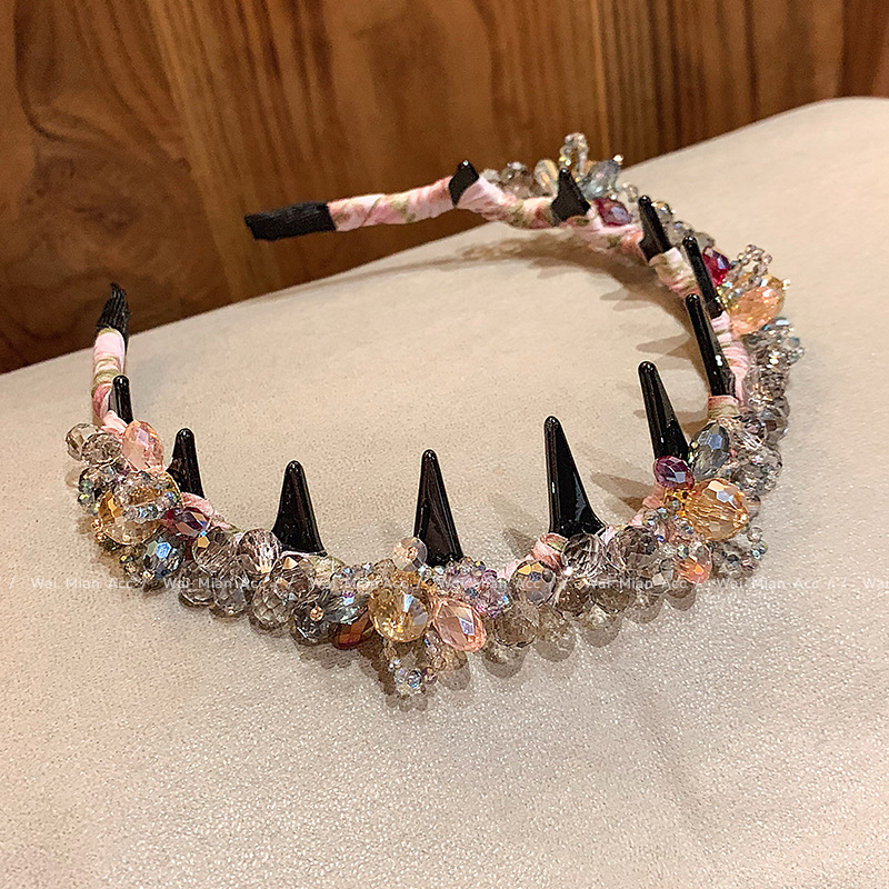 Női hajpánt kristály virággal — kézzel készített, mesterséges kristály, könnyed luxus stílus