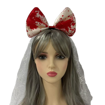 Halloween hajpánt hálós rózsával és koponya motívummal — kézzel készített, hercegnő-stílus, friss és édes, uniszex