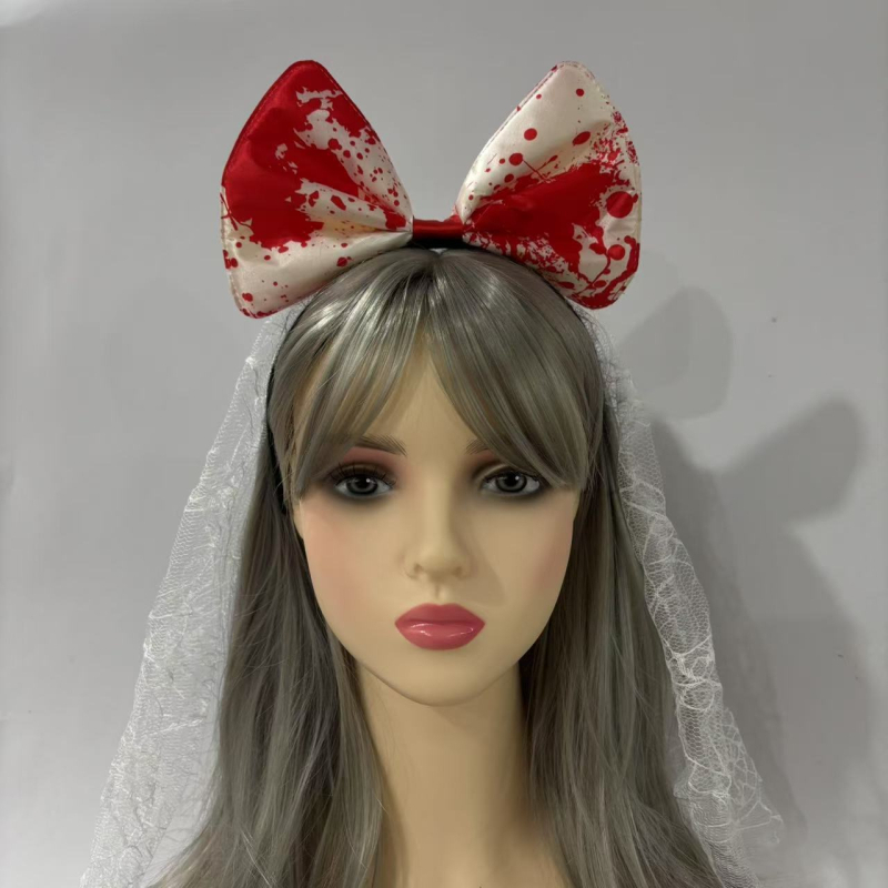 Halloween hajpánt hálós rózsával és koponya motívummal — kézzel készített, hercegnő-stílus, friss és édes, uniszex