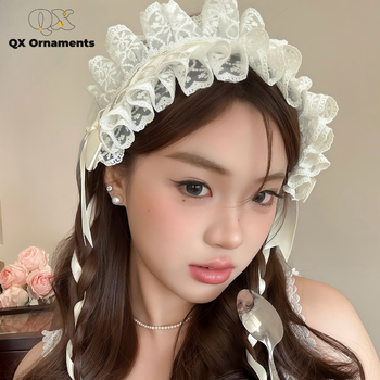 Csipkés hajpánt masnival, kockás mintázat, selyemszalag FG-1054