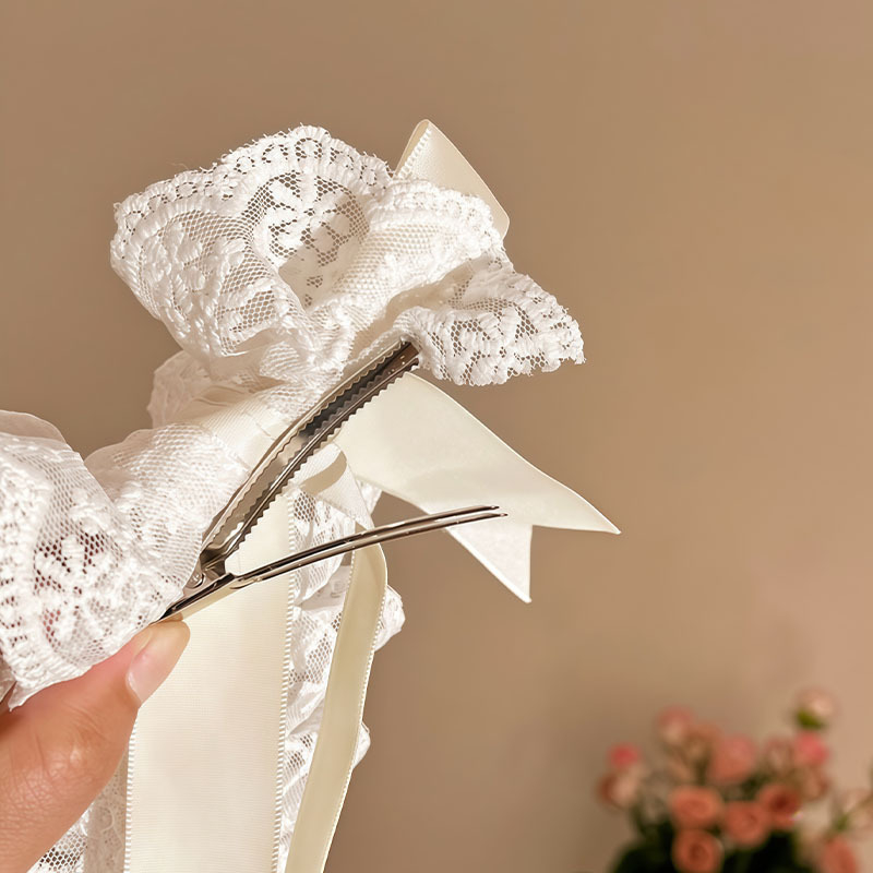 Csipkés hajpánt masnival, kockás mintázat, selyemszalag FG-1054