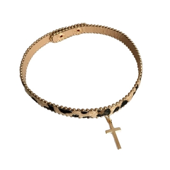 Colier choker cu lanț transversal și materiale mixte, brand Mkmk, formă: Altă, sezon: Vară 2025