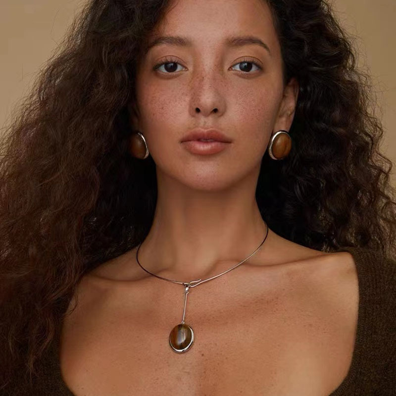 Colier cu guler – formă picătură, din aliaj, lanț clavicular, vară 2024, stil chinez nou