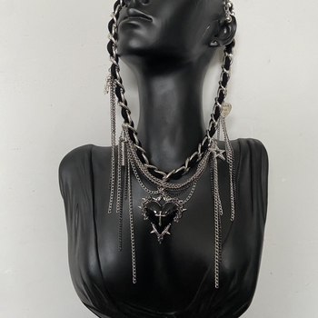 Colier din aliaj, pandantiv inimă, lanț clavicular, electroplatinat, pentru femei