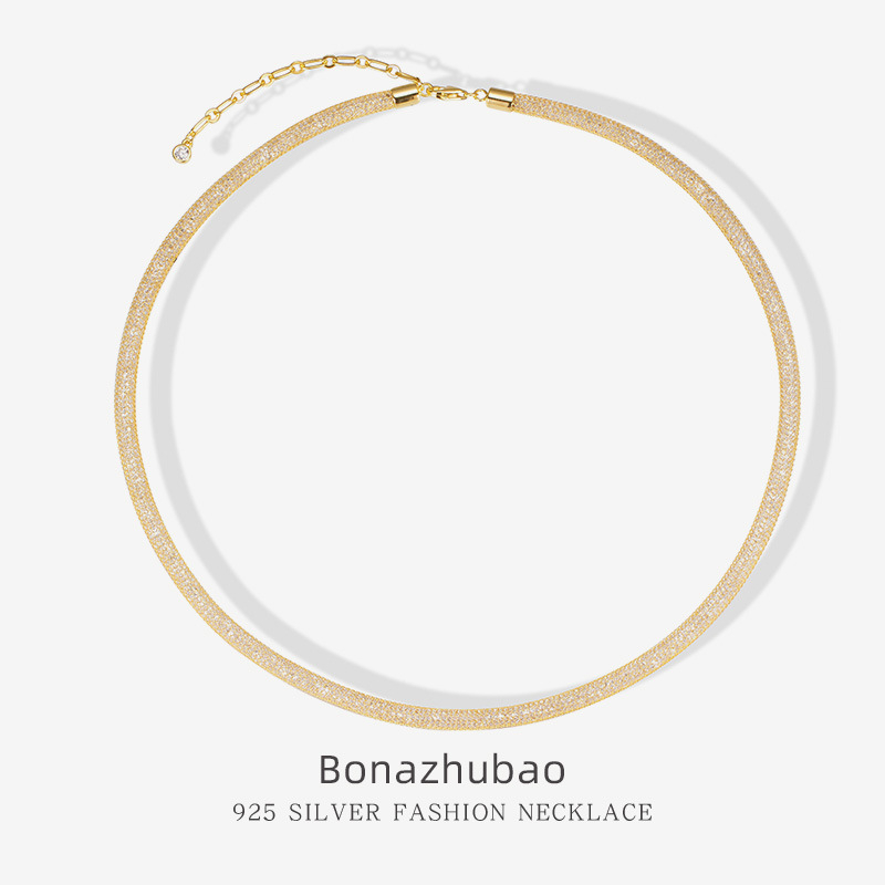 Geometrijski 925 srebrni choker s pletenim lancem i privjeskom od 925 srebra (Materijal: 925 srebro; Lanac: prepleten; Privjesak: 925 srebro)