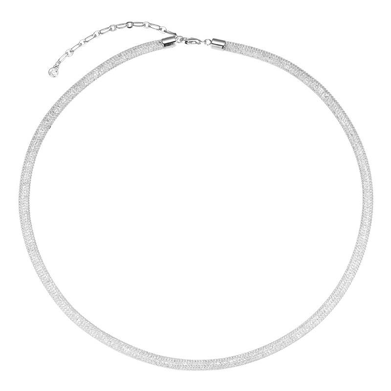 Geometrijski 925 srebrni choker s pletenim lancem i privjeskom od 925 srebra (Materijal: 925 srebro; Lanac: prepleten; Privjesak: 925 srebro)