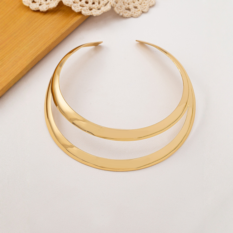 Colier metalic tip choker, design geometric, pandantiv din fier, 41–50 cm, stil simplu, pentru femei