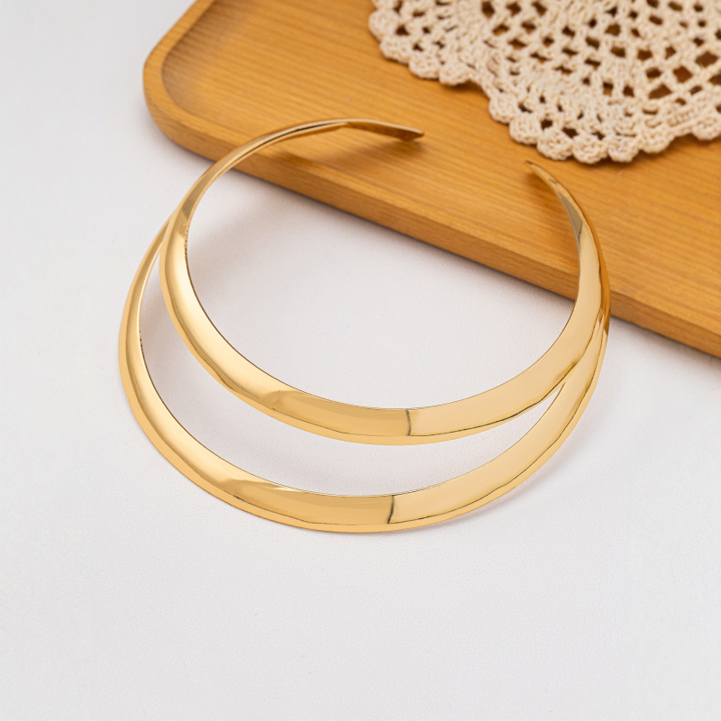 Colier metalic tip choker, design geometric, pandantiv din fier, 41–50 cm, stil simplu, pentru femei