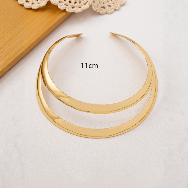 Colier metalic tip choker, design geometric, pandantiv din fier, 41–50 cm, stil simplu, pentru femei