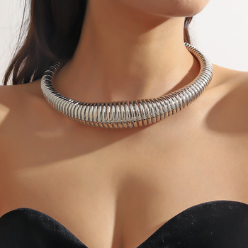 Colier metalic tip guler, mărka Chu shang, stil personal, greutate 130 g, lansare toamnă 2024