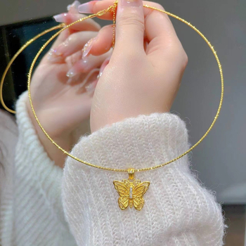 Colier clavicular Jinqi din cupru, design Bow-Tie, lanț cu cruce, iarnă 2025