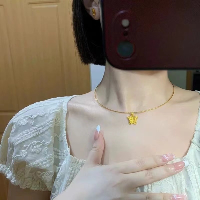 Colier clavicular Jinqi din cupru, design Bow-Tie, lanț cu cruce, iarnă 2025